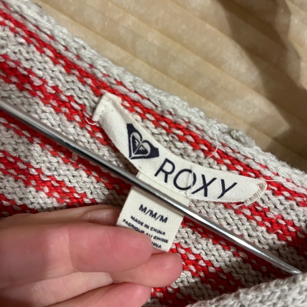 Roxy Red And Gray Striped Sweater - image 3